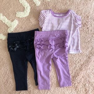 Ruffled butt baby girl leggings and top 6-9mo